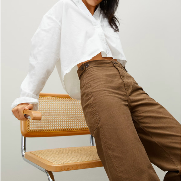 Everlane Womens The Fatigue Barrel Pants Size 2 Walnut Brown - Picture 2 of 10